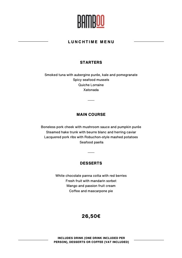 Simple menu document example